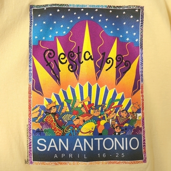 Jerzees 1999 Vintage Fiesta San Antonio Short Sleeve Crewneck T-shirt Yellow XL - Picture 3 of 10